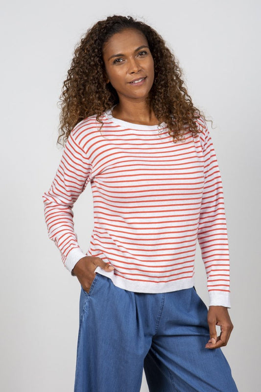 Lily and Me Meadow Stripe Jumper Papaya