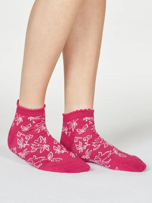 Thought Gollie Floral Socks Magenta