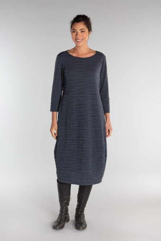 Cut Loose 3/4 Sleeve Textured Dress Blue Moon Blue