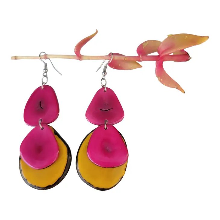 Jewellery By Allie Tagua Slice Dangle Earrings Pink
