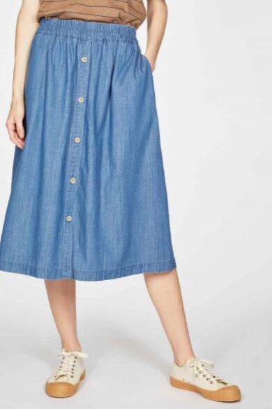 Thought Esther Button Through Skirt Chambray