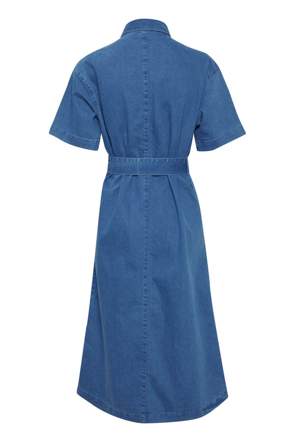 Ichi Mazie Dress Washed Blue Denim