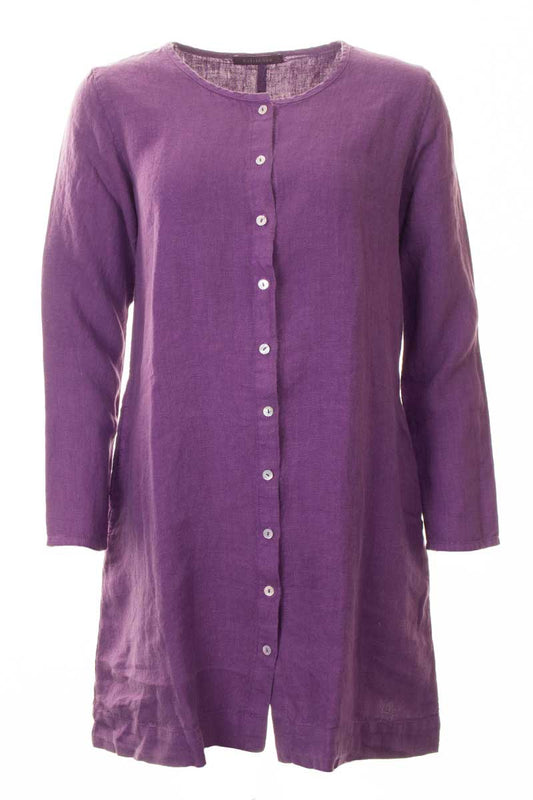 Cut Loose Coat Dress Linen Damson