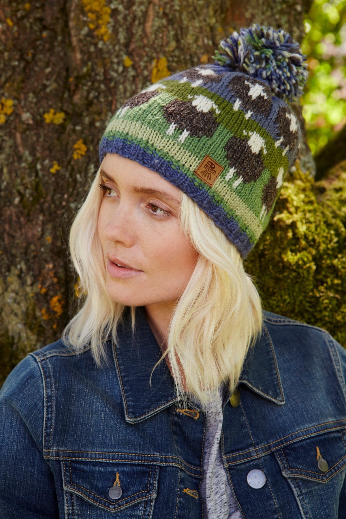 Pachamama Flock of Herdwick Bobble Beanie Green