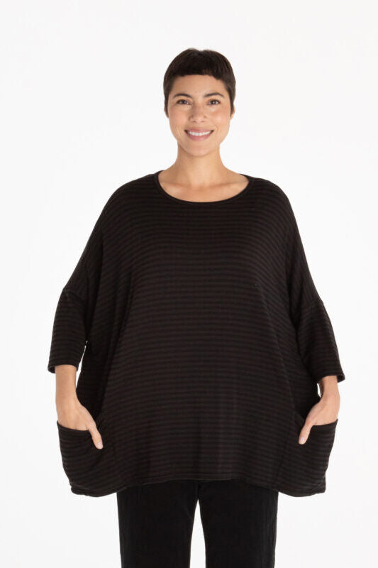 Cut Loose Stripe Fleece Pullover Black Black