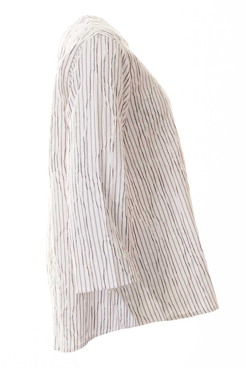 Cut Loose A-Line Top Crinkle Stripe White