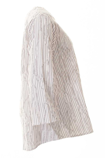 Cut Loose A-Line Top Crinkle Stripe White