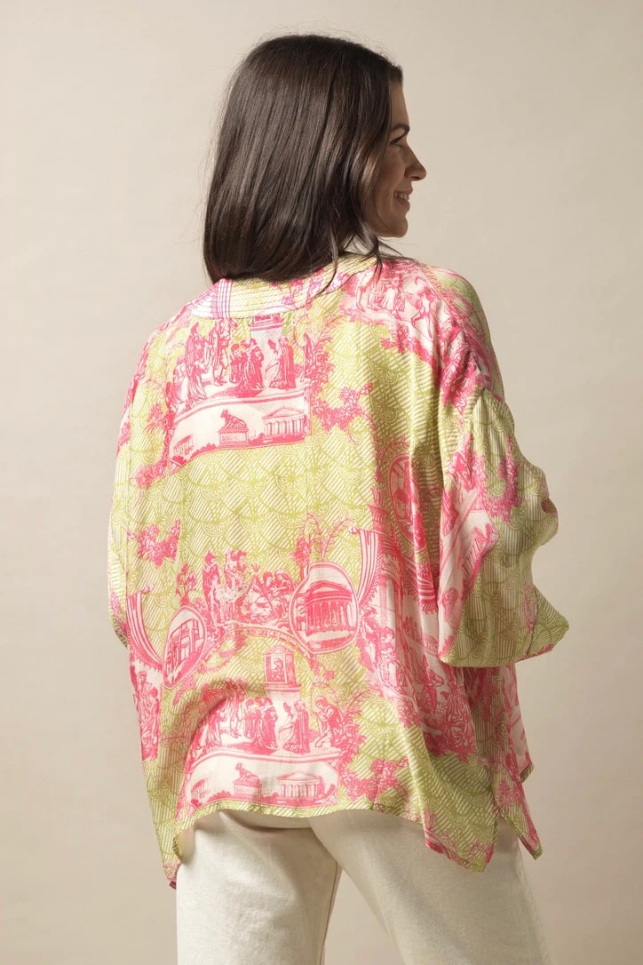 One Hundred Stars Ancient Columns Kimono Olive