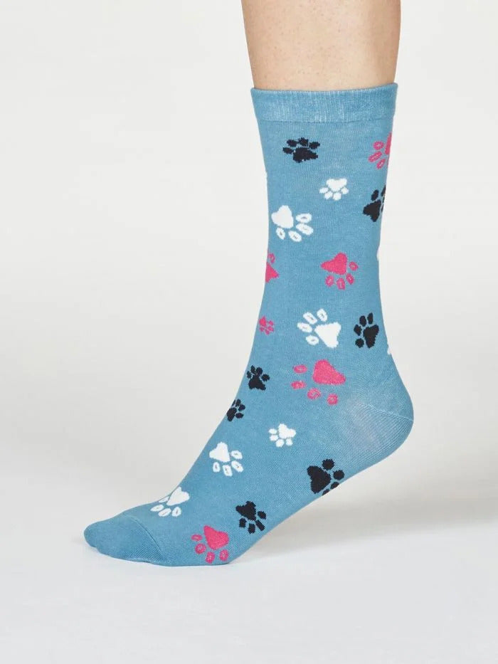 Thought Paw Print Socks River