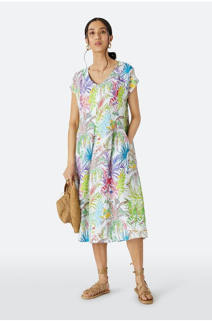 Sahara Chalk Jungle Linen Dress