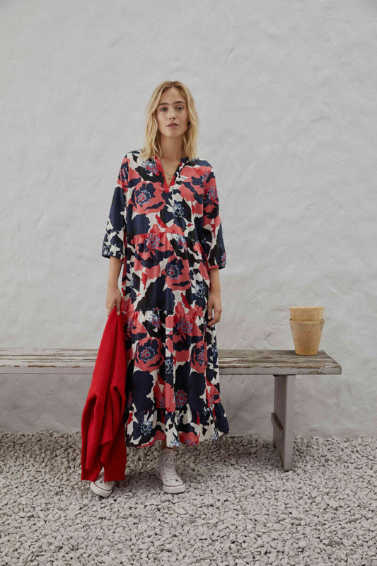 Smith & Soul Midi Volant Dress Sugar Red Red
