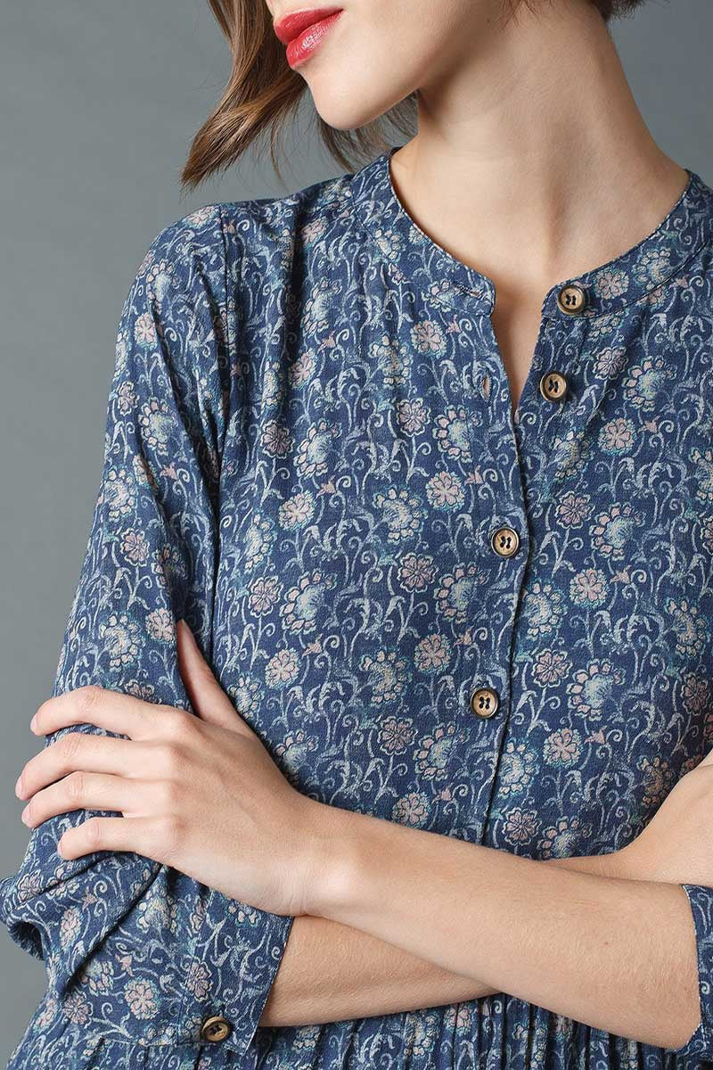 Indi & Cold Abbie Midi Dress Indigo