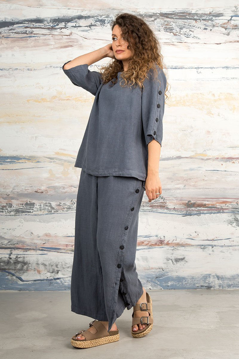 Grizas Grey Side Button 52333 Blouse