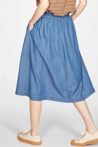 Thought Esther Button Through Skirt Chambray