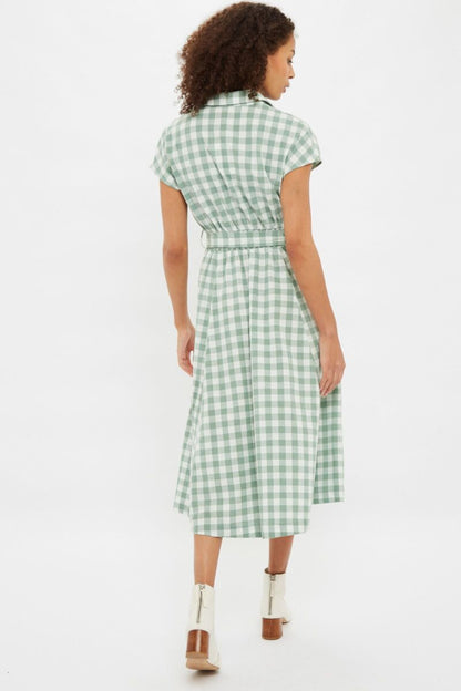 Louche Fleur Picnic Check Shirt Dress Green