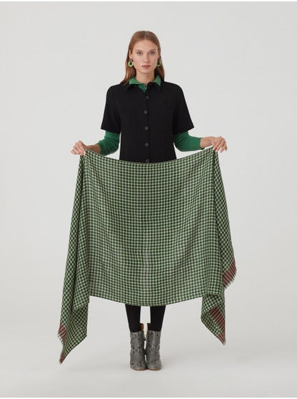 Nice Things Pied De Poule Scarf Green