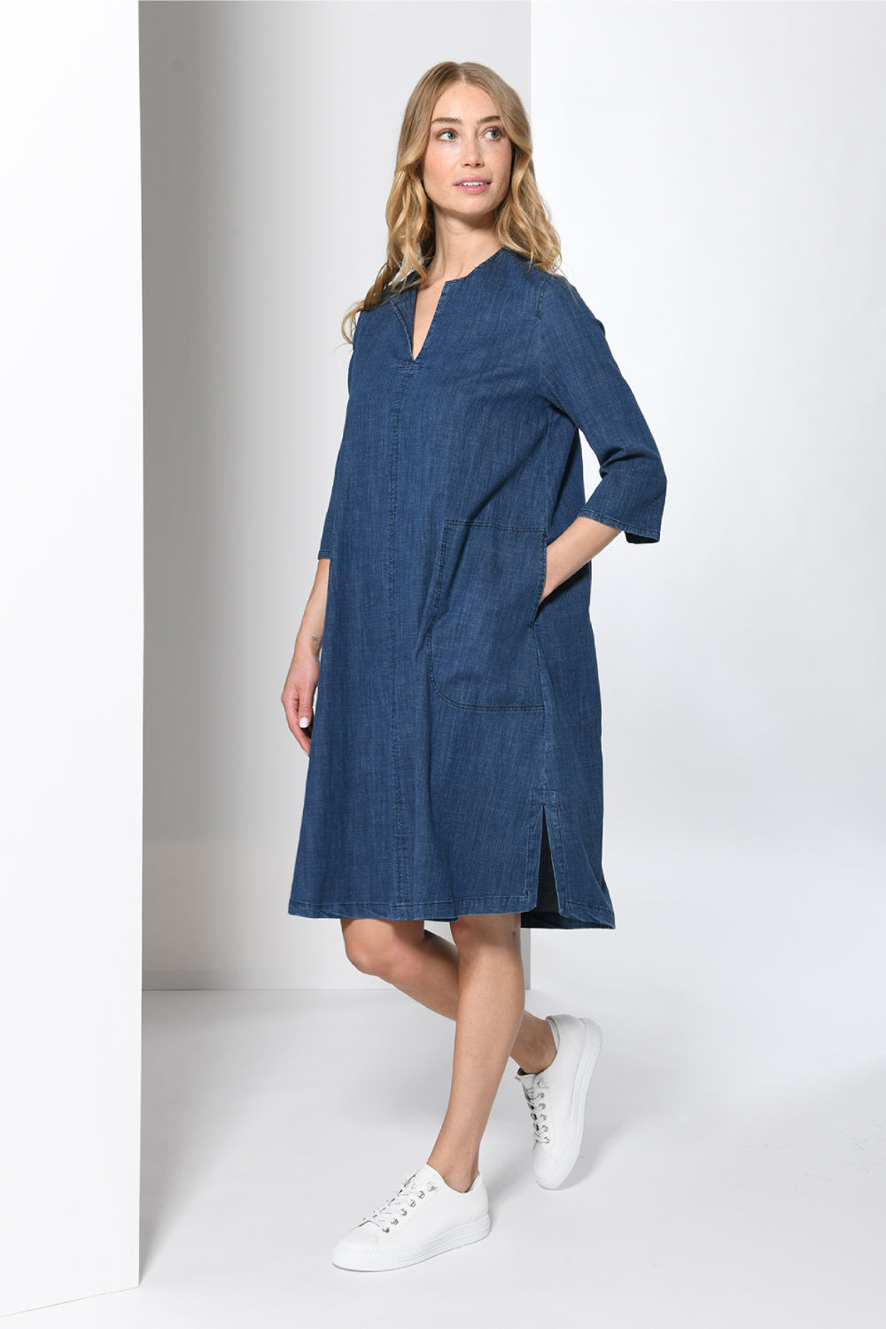 Denim Notch Neck Dress