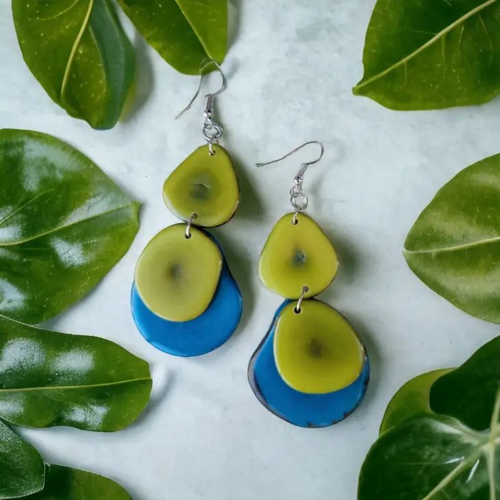 Jewellery By Allie Tagua Slice Dangle Earrings Green