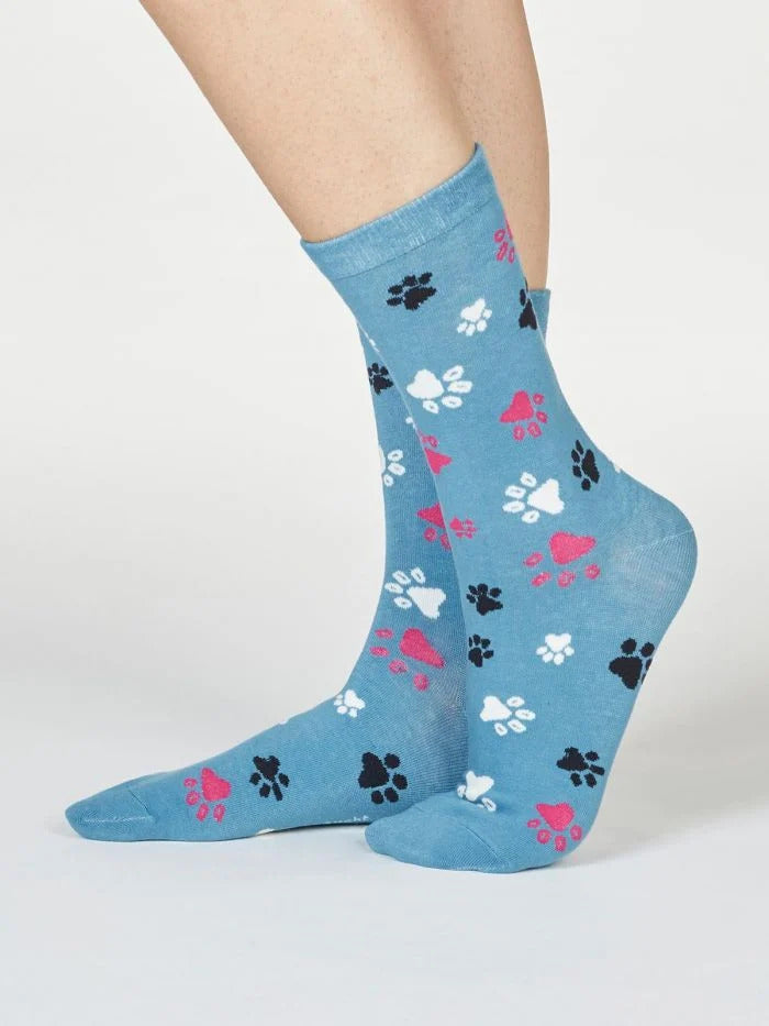 Thought Paw Print Socks River