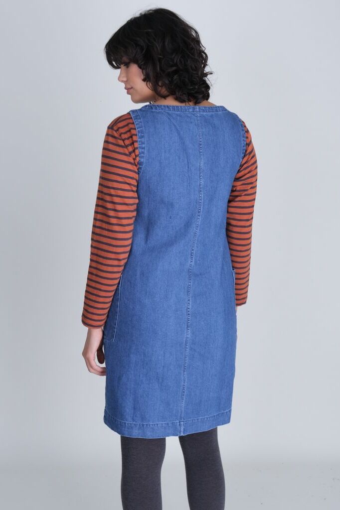 Bibico Eva Pinafore Dress Denim Blue