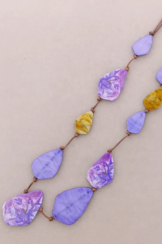 Teardrop Marled Resin Long Necklace
