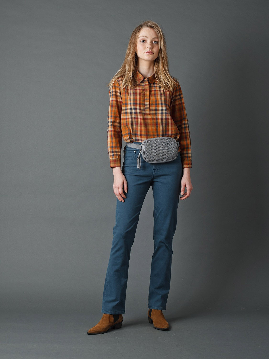 Indi & Cold Plaid Shirt Orange