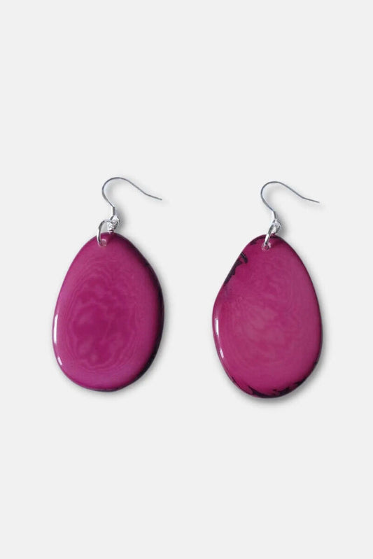Pretty Pink Jewellery Folha Tagua Earrings Berry