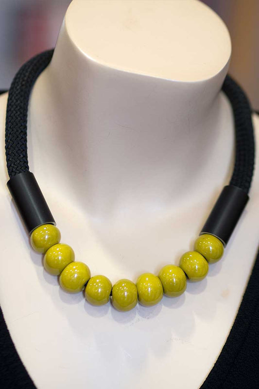 JessieJuniper Bead Cord Necklace Green K2111