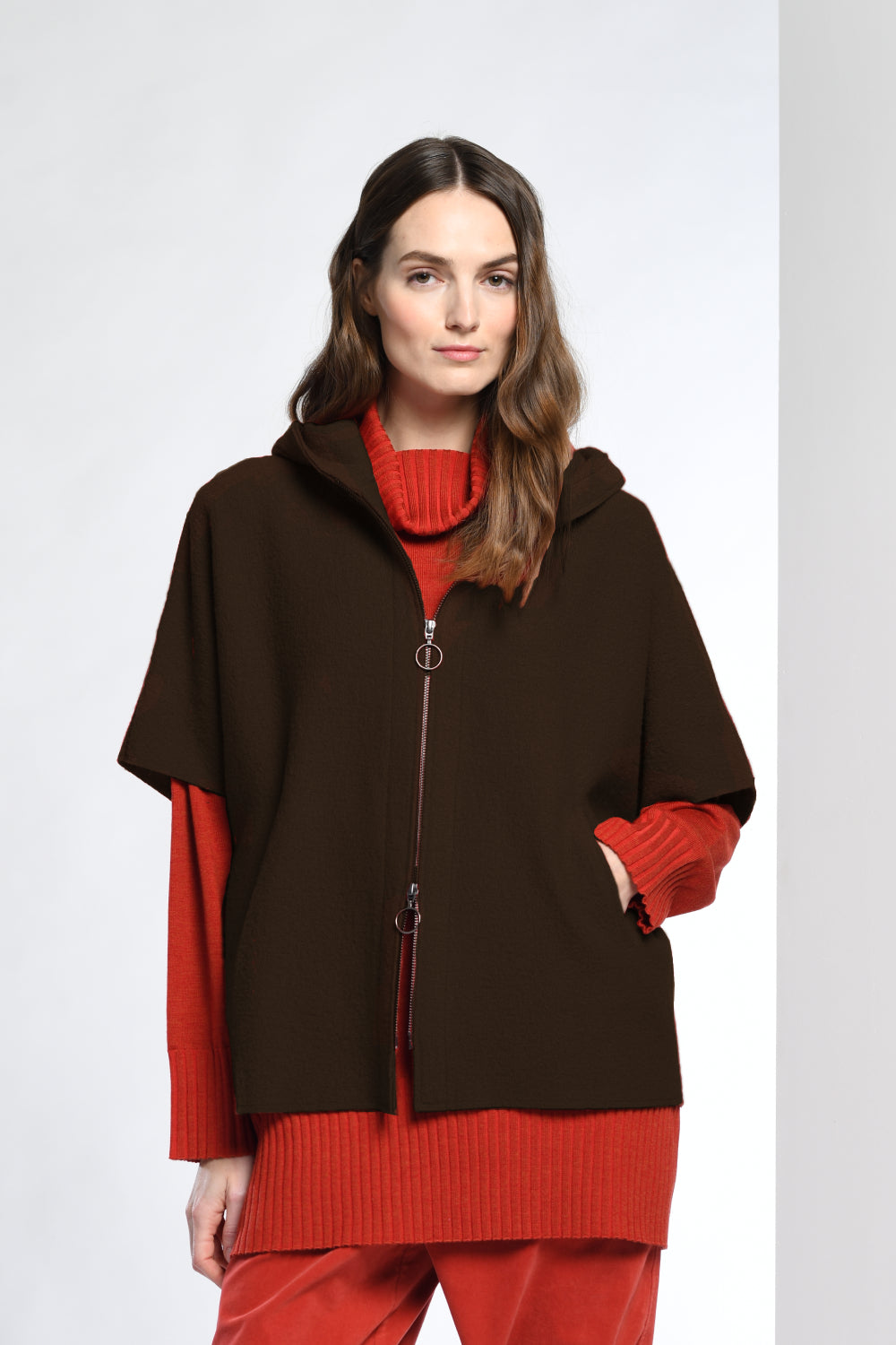 Hooded Boiled Wool Vest