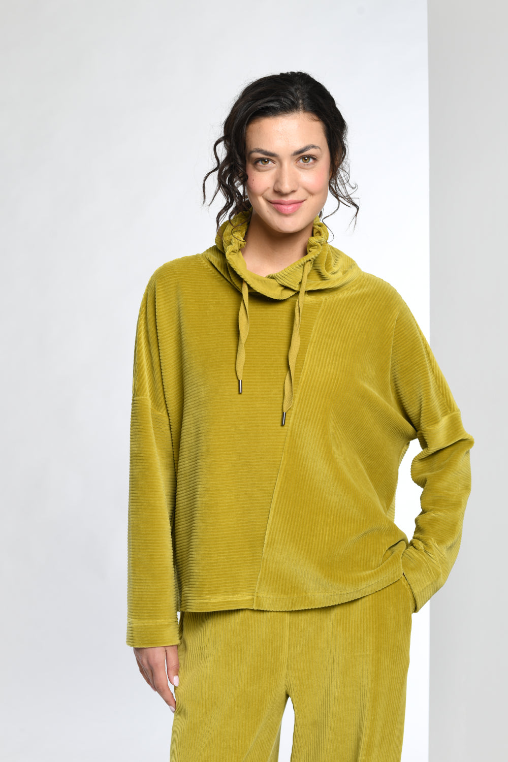 Velvet Cord Assymetric Pullover