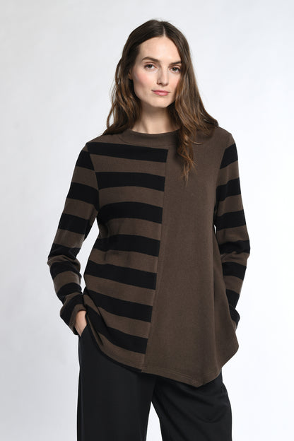 Split Stripe Front Seam Pullover