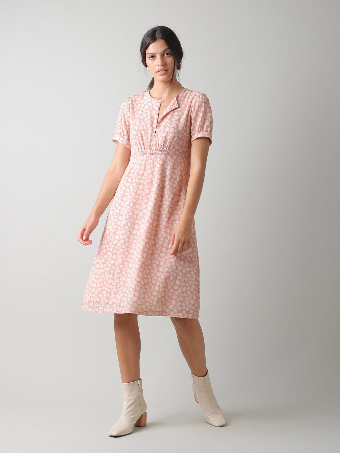 Indi & Cold Floral Print Midi Dress terracotta
