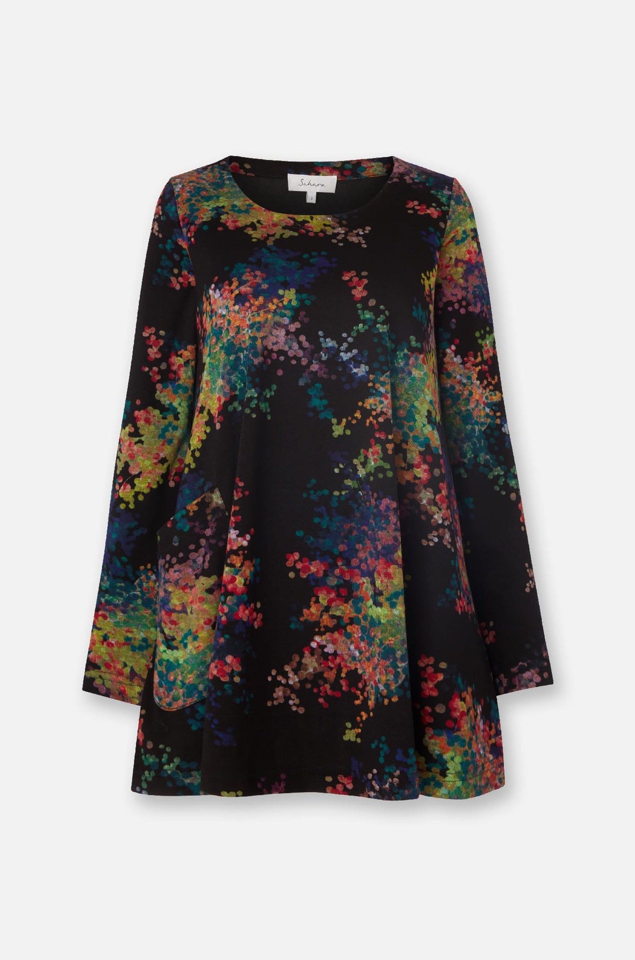 Sahara Colourful Spot Jersey Top Black