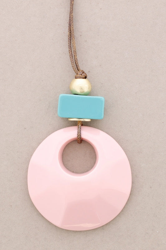 Long Resin Beads Pendant Necklace