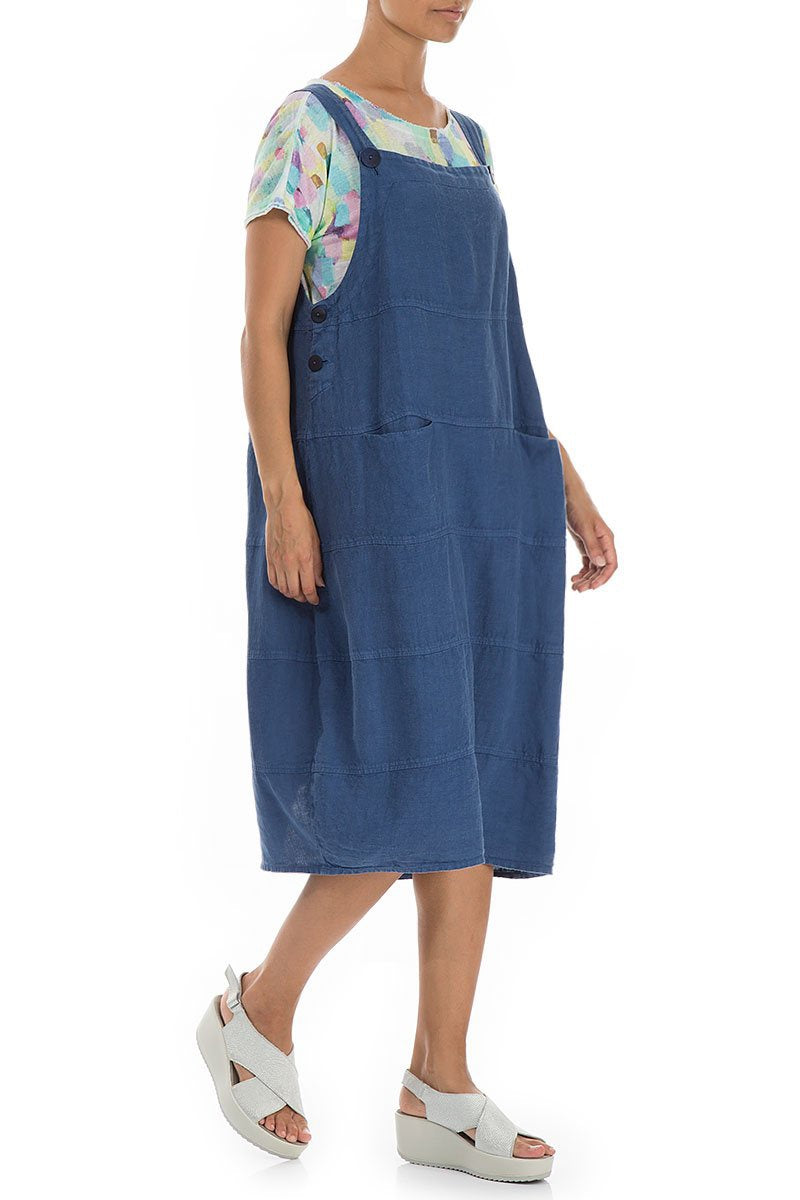 Grizas Blue Linen 91274 Overall Dress