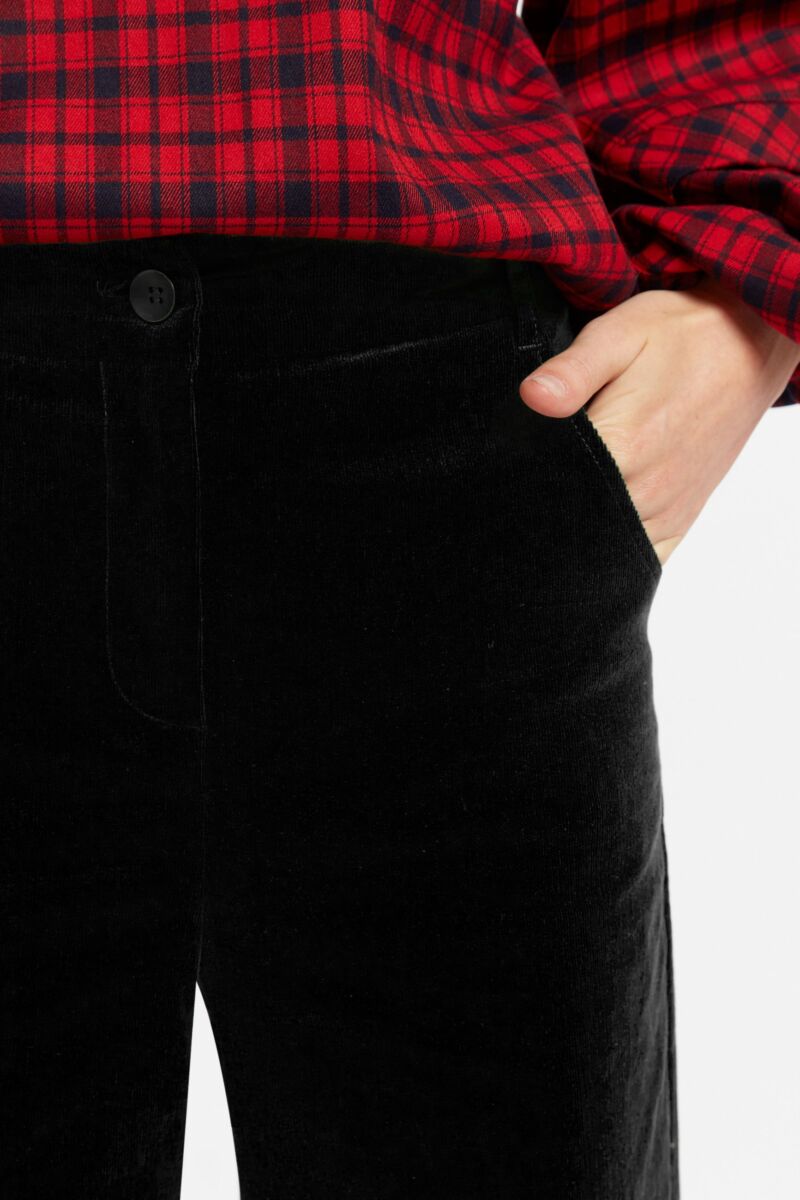 Louche Tim Cord Straight Leg Trousers Black