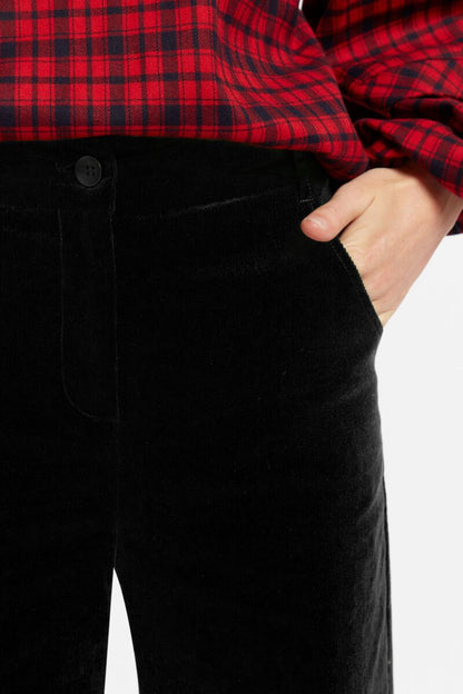 Louche Tim Cord Straight Leg Trousers Black