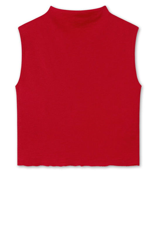 By Basics Draped Neck Box Vest Brick Red