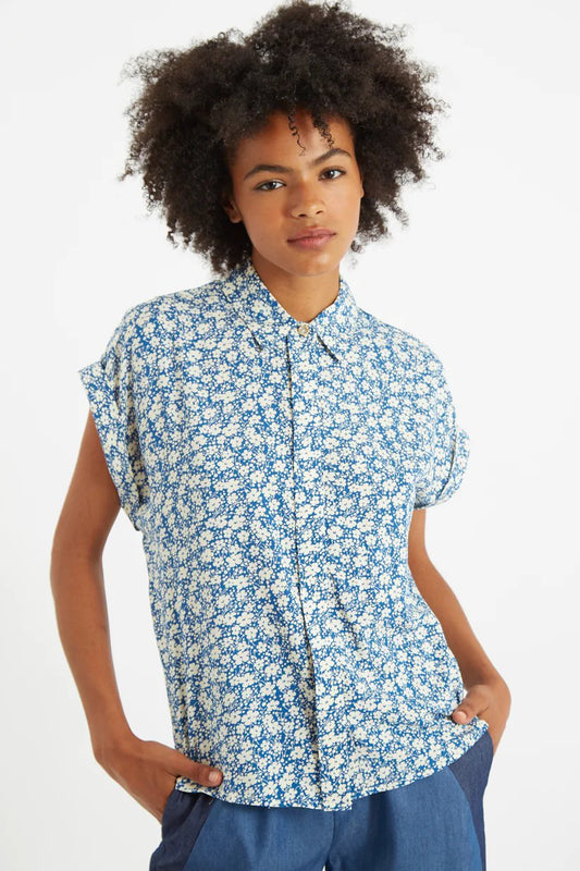 Louche Abinaya Periwinkle Print Shirt Blue Blue