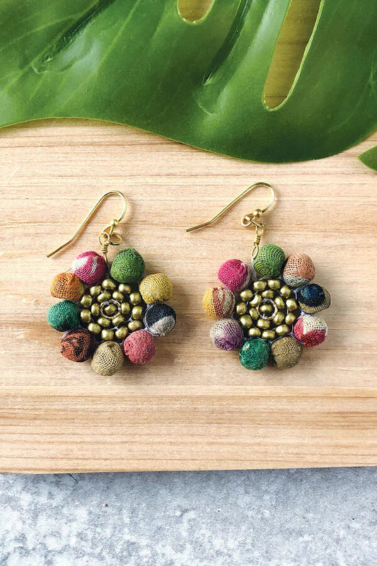 Just Trade Sunflower Kantha Earrings