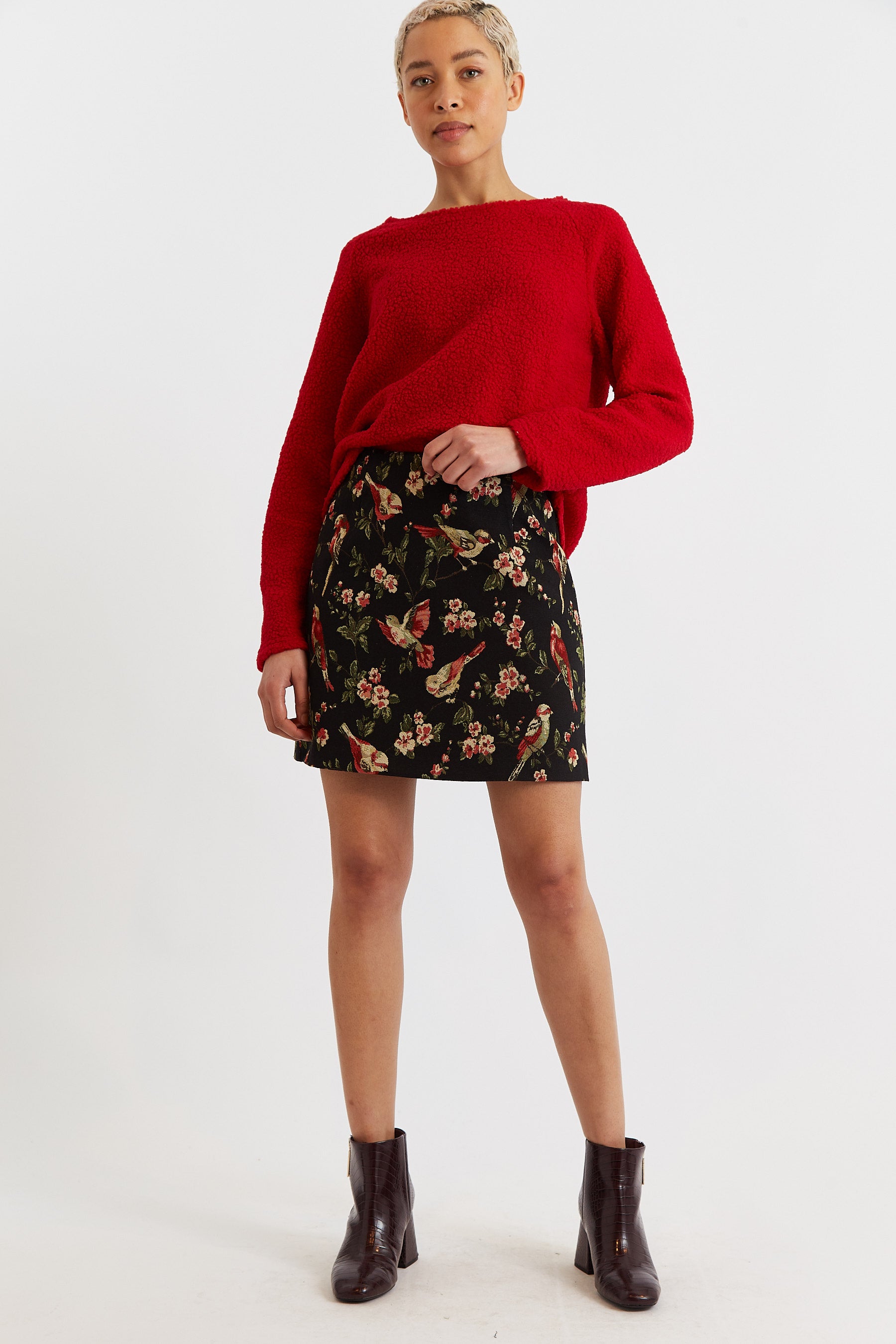 Louche Aubin Tweet Jacquard Mini Skirt Black Black