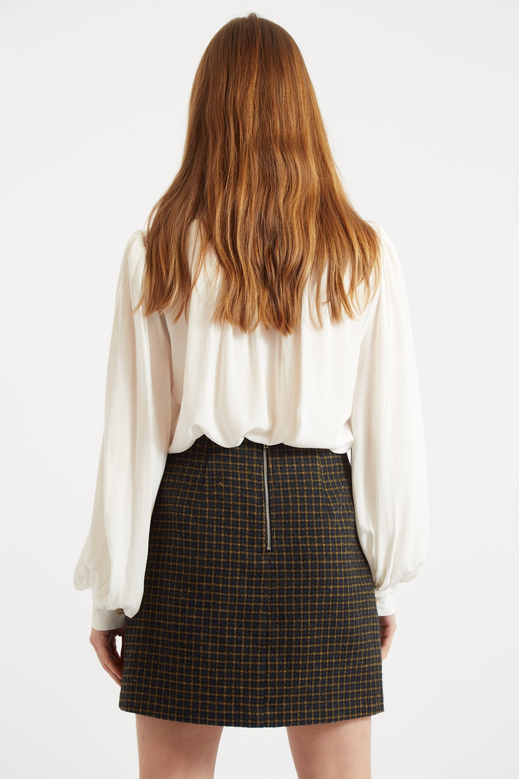 Louche Aubin Warwick Check Mini Skirt Navy Blue