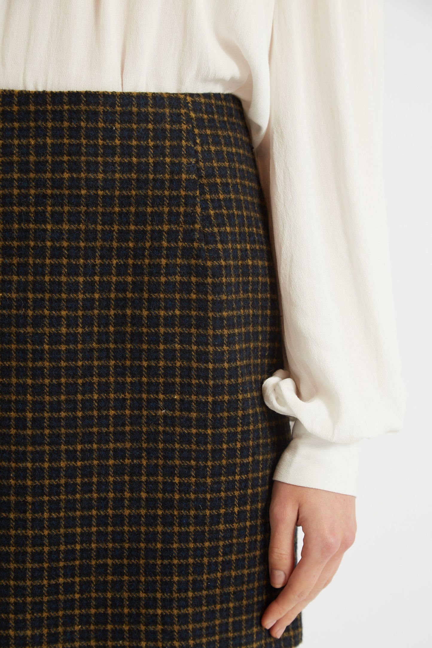 Louche Aubin Warwick Check Mini Skirt Navy Blue