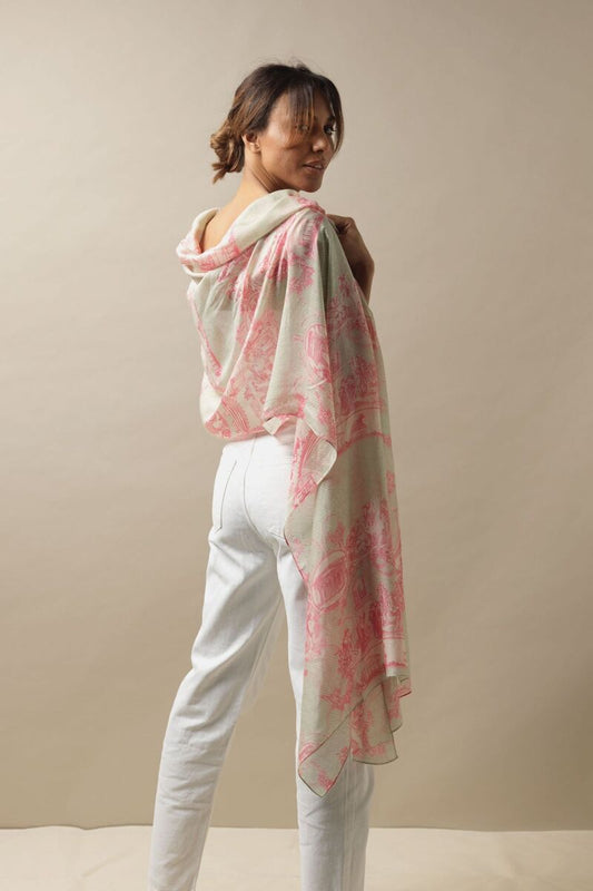 One Hundred Stars Ancient Columns Scarf Pink