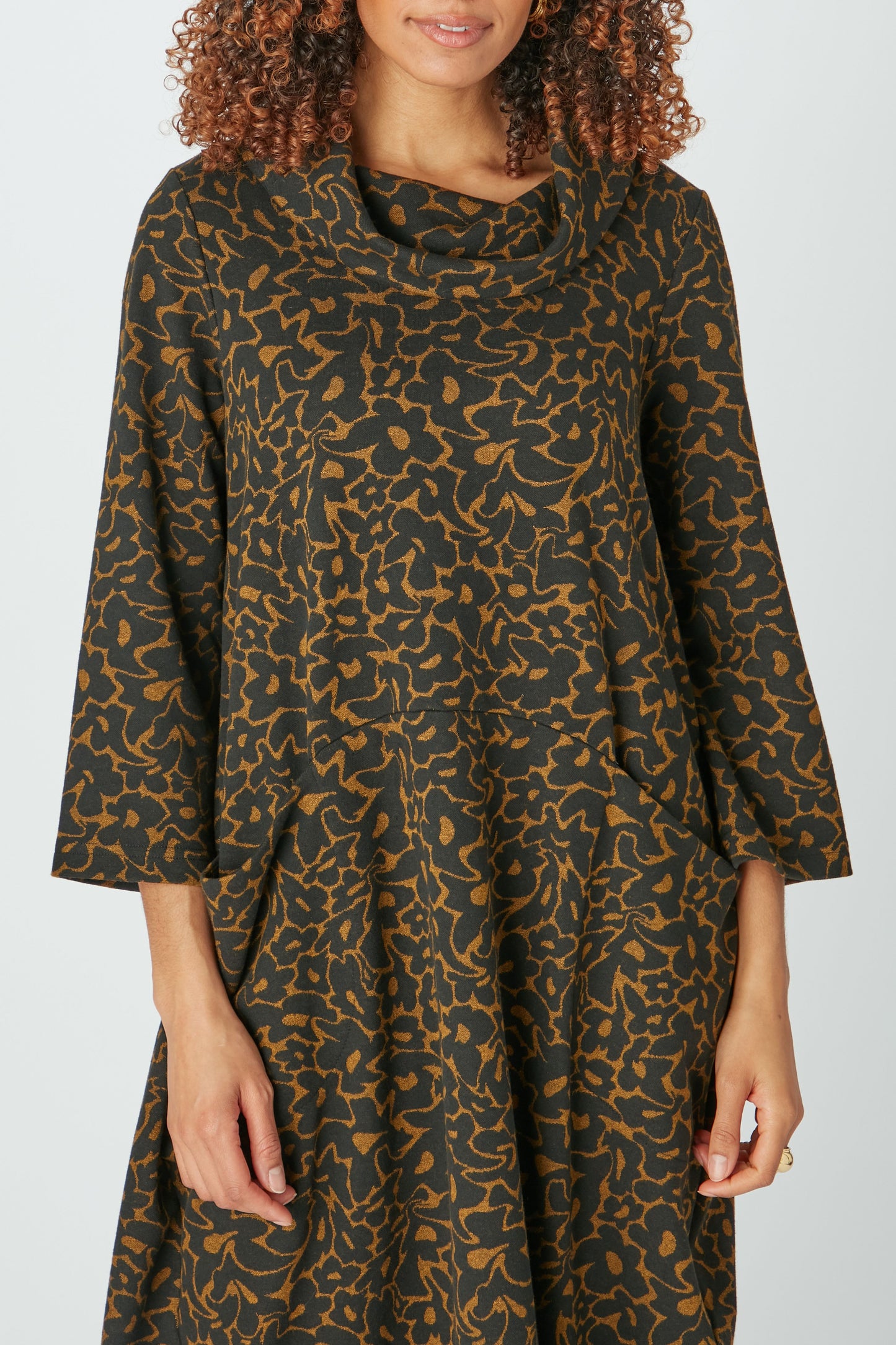 Sahara Jacquard Flower Jersey Dress Black