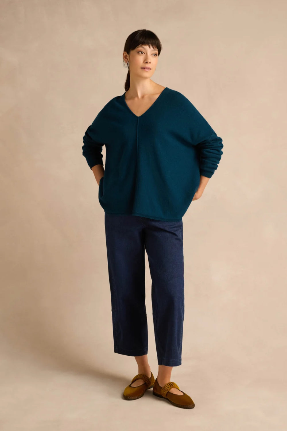 Straight Leg Stretch Denim Trousers