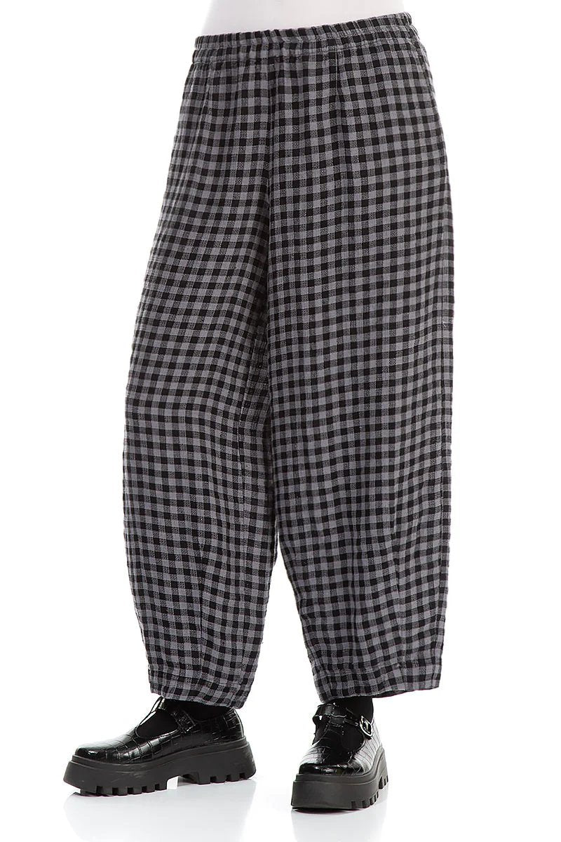 Grizas Woven Linen Plaid 73784 Trousers Purple Purple