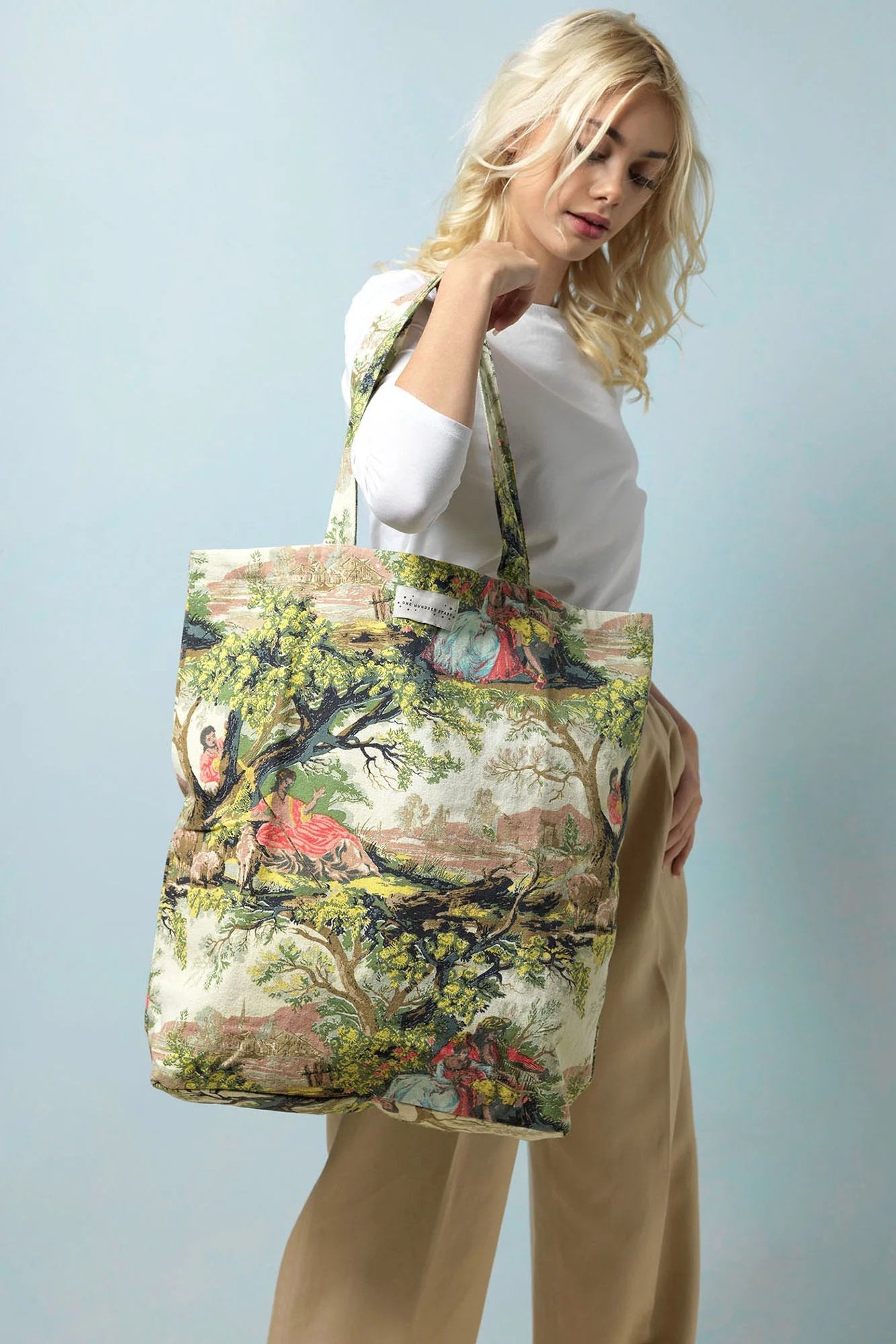 One Hundred Stars Country Toile Canvas Bag Natural
