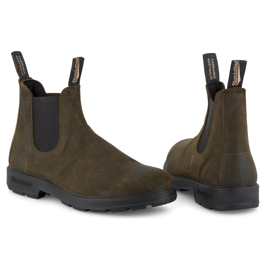 Blundstone 1615 Dark Olive Waxed Suede Boots Green