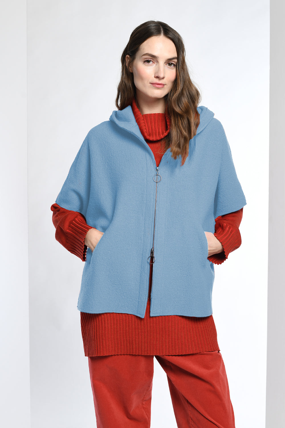 Hooded Boiled Wool Vest